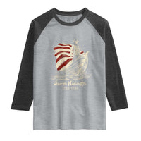 George Washington Crossing The Delaware Patriotic Raglan Shirt Vintage American Flag Graphic