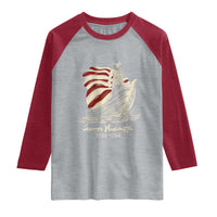 George Washington Crossing The Delaware Patriotic Raglan Shirt Vintage American Flag Graphic
