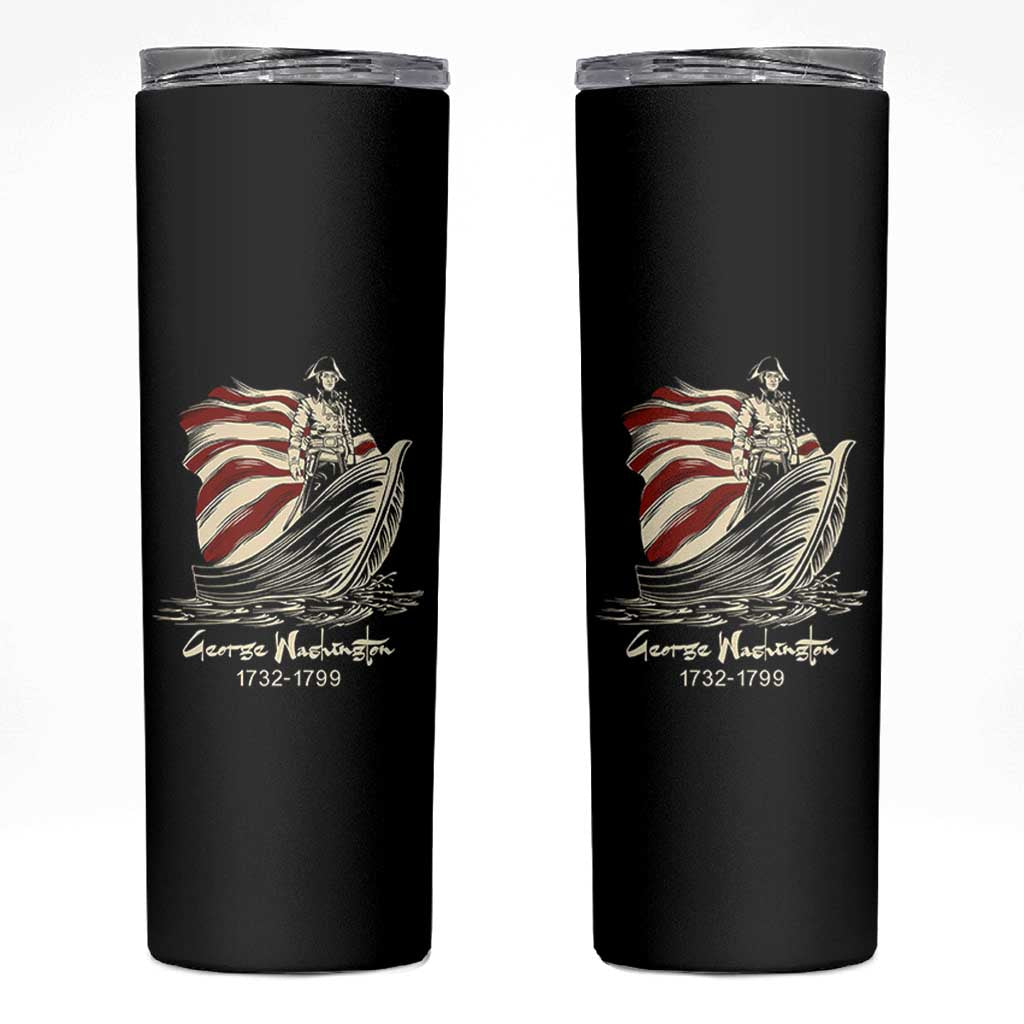 George Washington Crossing The Delaware Patriotic Skinny Tumbler Vintage American Flag Graphic