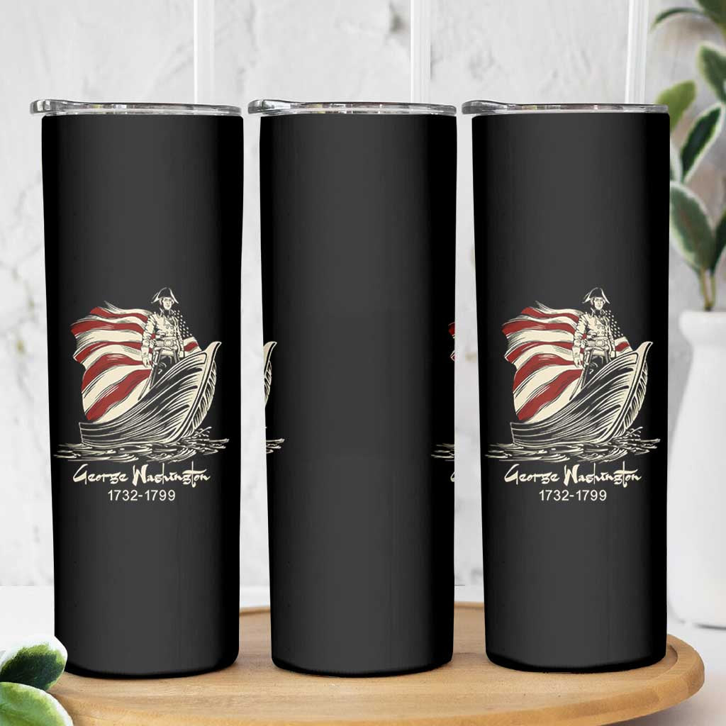 George Washington Crossing The Delaware Patriotic Skinny Tumbler Vintage American Flag Graphic