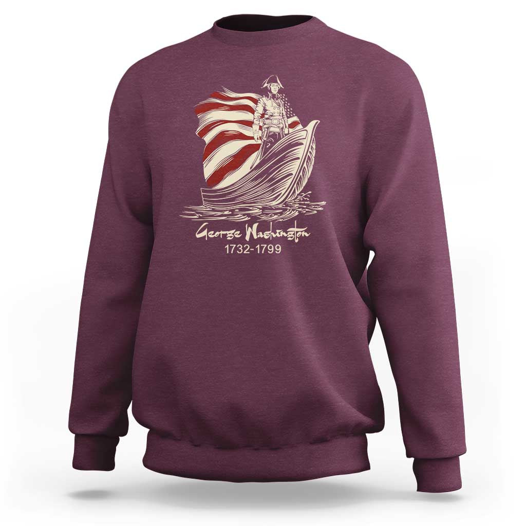 George Washington Crossing The Delaware Patriotic Sweatshirt Vintage American Flag Graphic