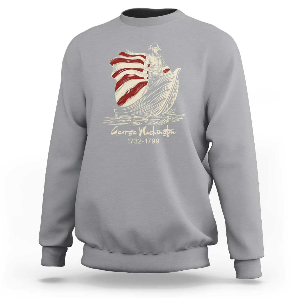 George Washington Crossing The Delaware Patriotic Sweatshirt Vintage American Flag Graphic