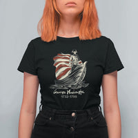 George Washington Crossing The Delaware Patriotic T Shirt For Women Vintage American Flag Graphic