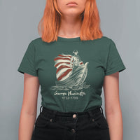 George Washington Crossing The Delaware Patriotic T Shirt For Women Vintage American Flag Graphic