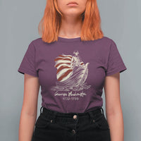 George Washington Crossing The Delaware Patriotic T Shirt For Women Vintage American Flag Graphic