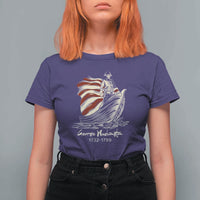 George Washington Crossing The Delaware Patriotic T Shirt For Women Vintage American Flag Graphic