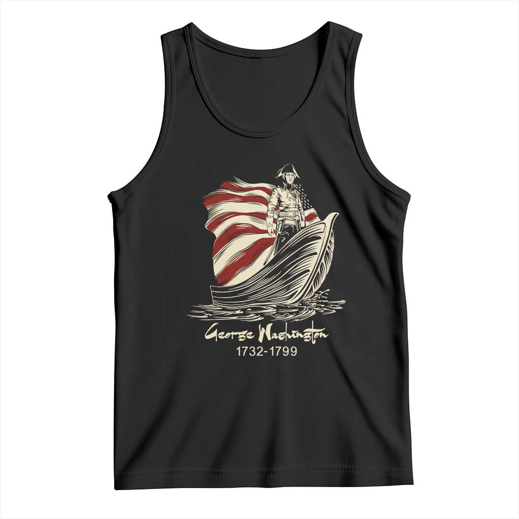 George Washington Crossing The Delaware Patriotic Tank Top Vintage American Flag Graphic