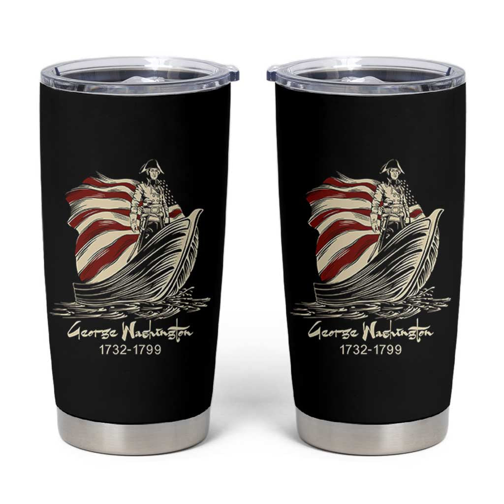 George Washington Crossing The Delaware Patriotic Tumbler Cup Vintage American Flag Graphic
