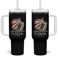 George Washington Crossing The Delaware Patriotic Tumbler With Handle Vintage American Flag Graphic
