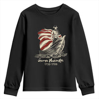 George Washington Crossing The Delaware Patriotic Youth Sweatshirt Vintage American Flag Graphic
