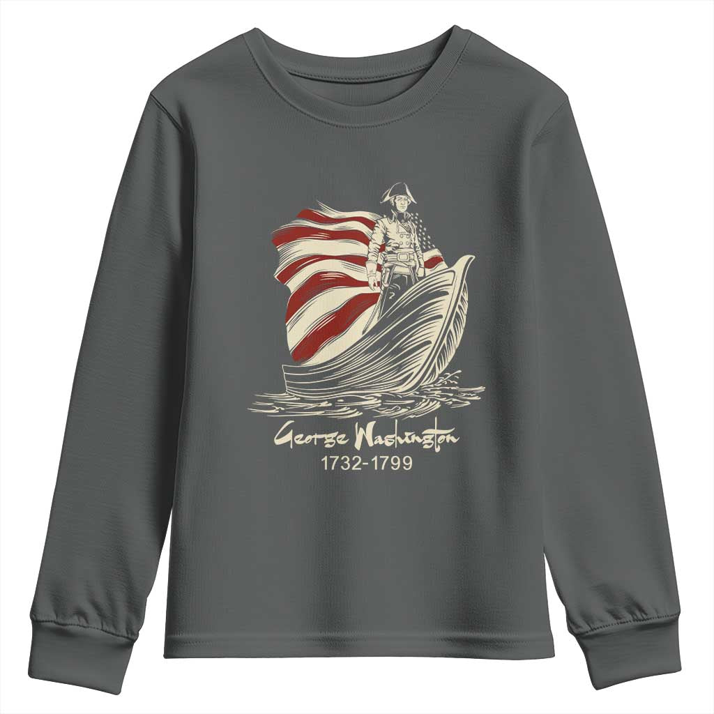 George Washington Crossing The Delaware Patriotic Youth Sweatshirt Vintage American Flag Graphic