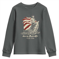 George Washington Crossing The Delaware Patriotic Youth Sweatshirt Vintage American Flag Graphic