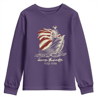 George Washington Crossing The Delaware Patriotic Youth Sweatshirt Vintage American Flag Graphic