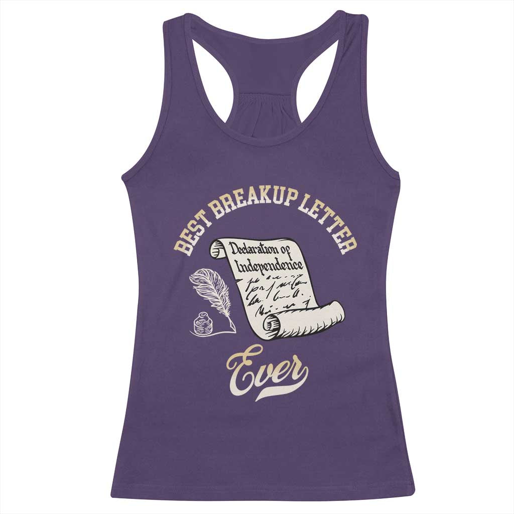 Declaration Of Independence 1776 Funny History Racerback Tank Top Best Breakup Letter Ever Humor