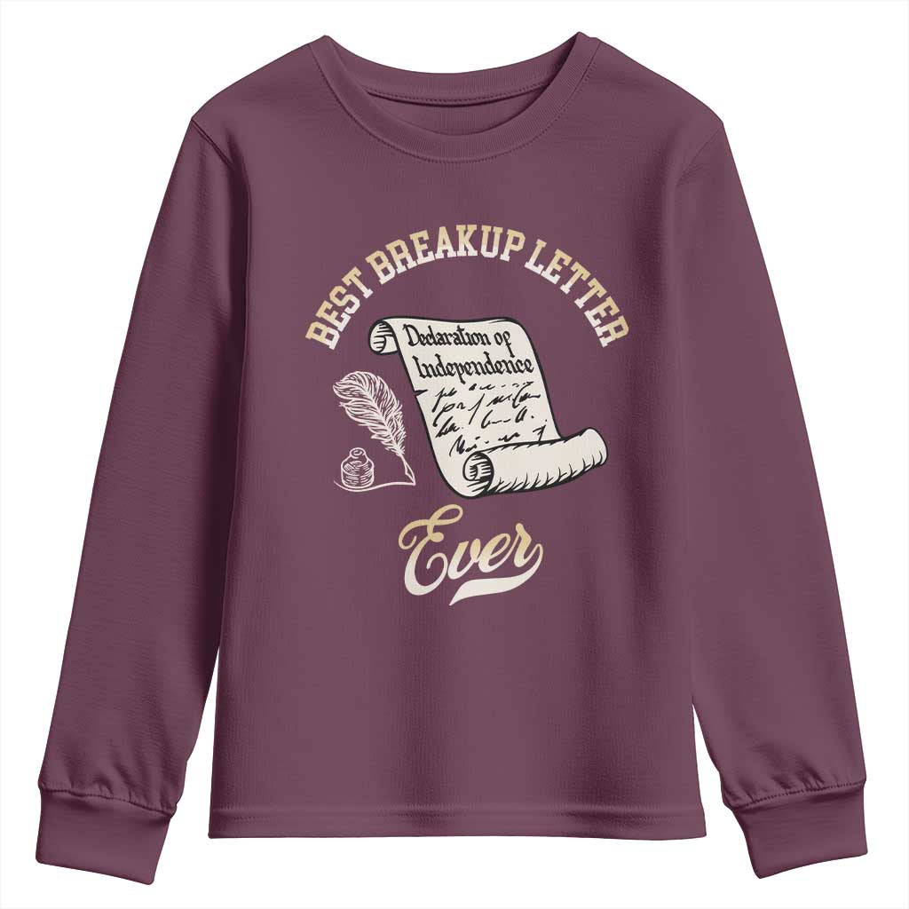 Declaration Of Independence 1776 Funny History Youth Sweatshirt Best Breakup Letter Ever Humor