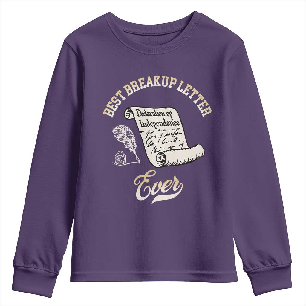 Declaration Of Independence 1776 Funny History Youth Sweatshirt Best Breakup Letter Ever Humor