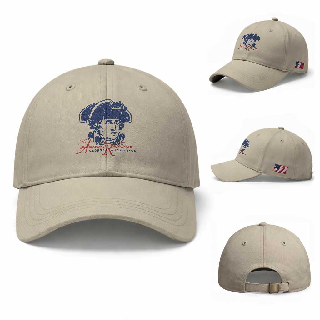 George Washington The American Revolution Baseball Cap Distressed Sketch Historic Patriotic Graphic