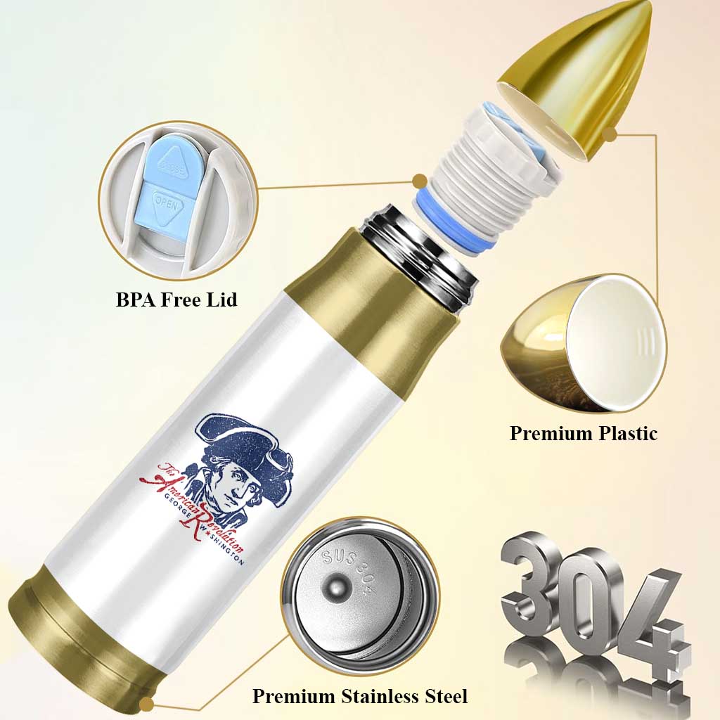 George Washington The American Revolution Bullet Tumbler Distressed Sketch Historic Patriotic Graphic