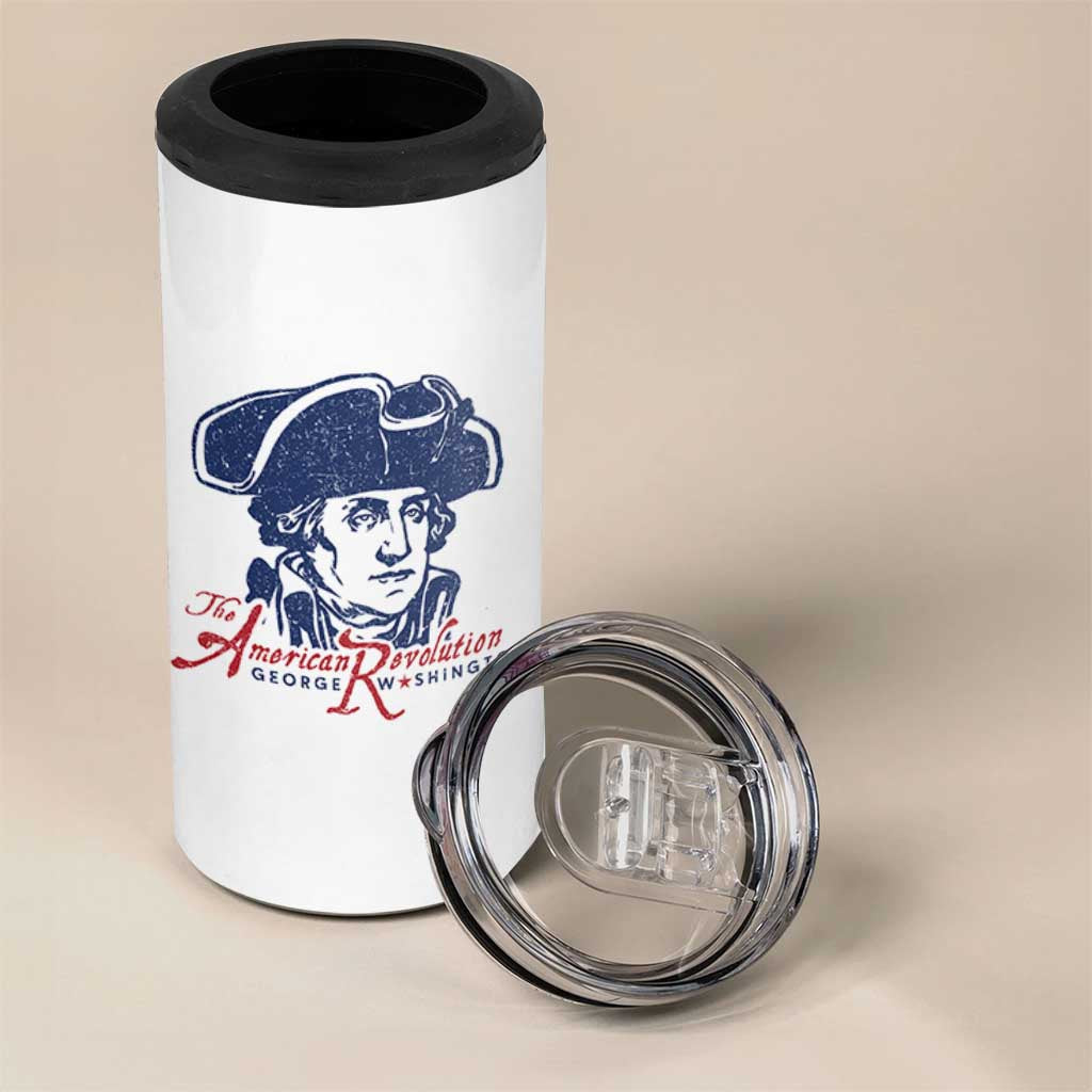George Washington The American Revolution 4 in 1 Can Cooler Tumbler Distressed Sketch Historic Patriotic Graphic