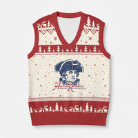 George Washington The American Revolution V-Neck Knit Sweater Vest Distressed Sketch Historic Patriotic Graphic