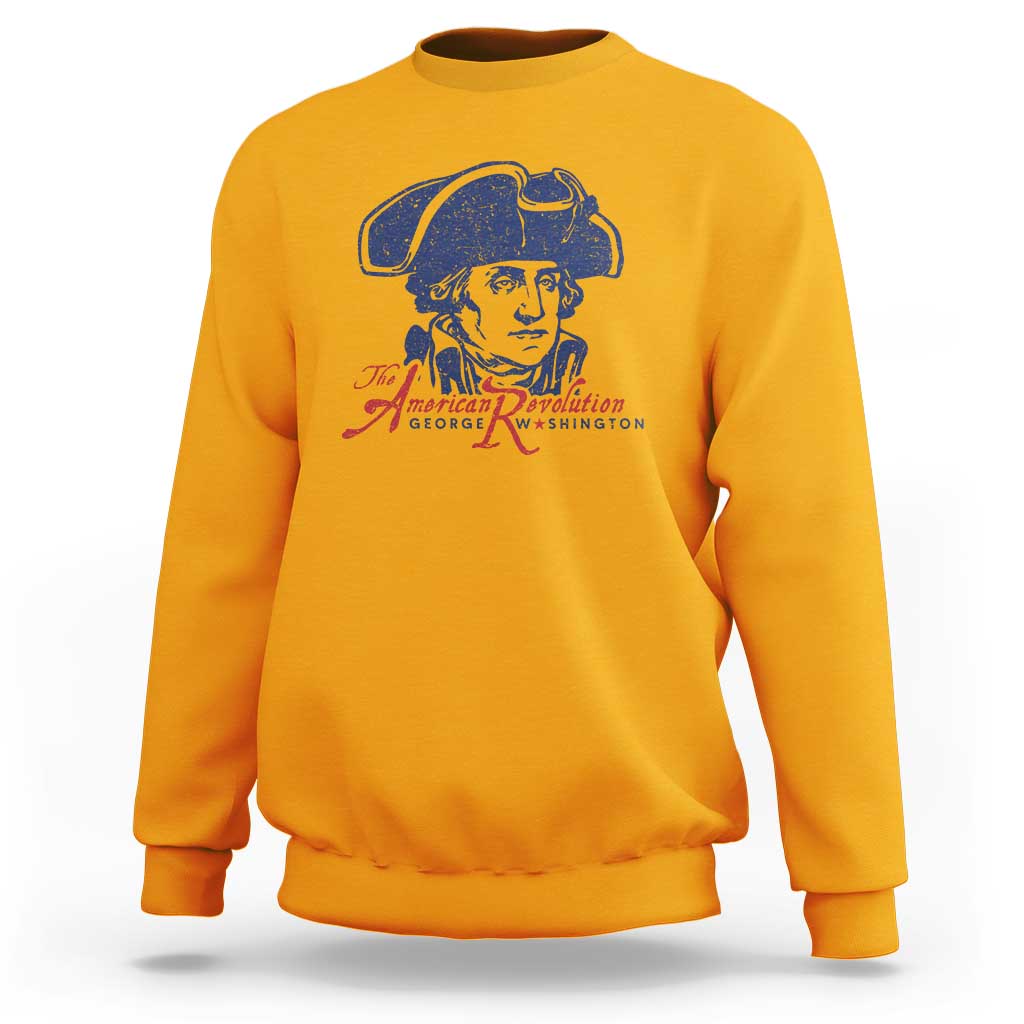 George Washington The American Revolution Sweatshirt Distressed Sketch Historic Patriotic Graphic