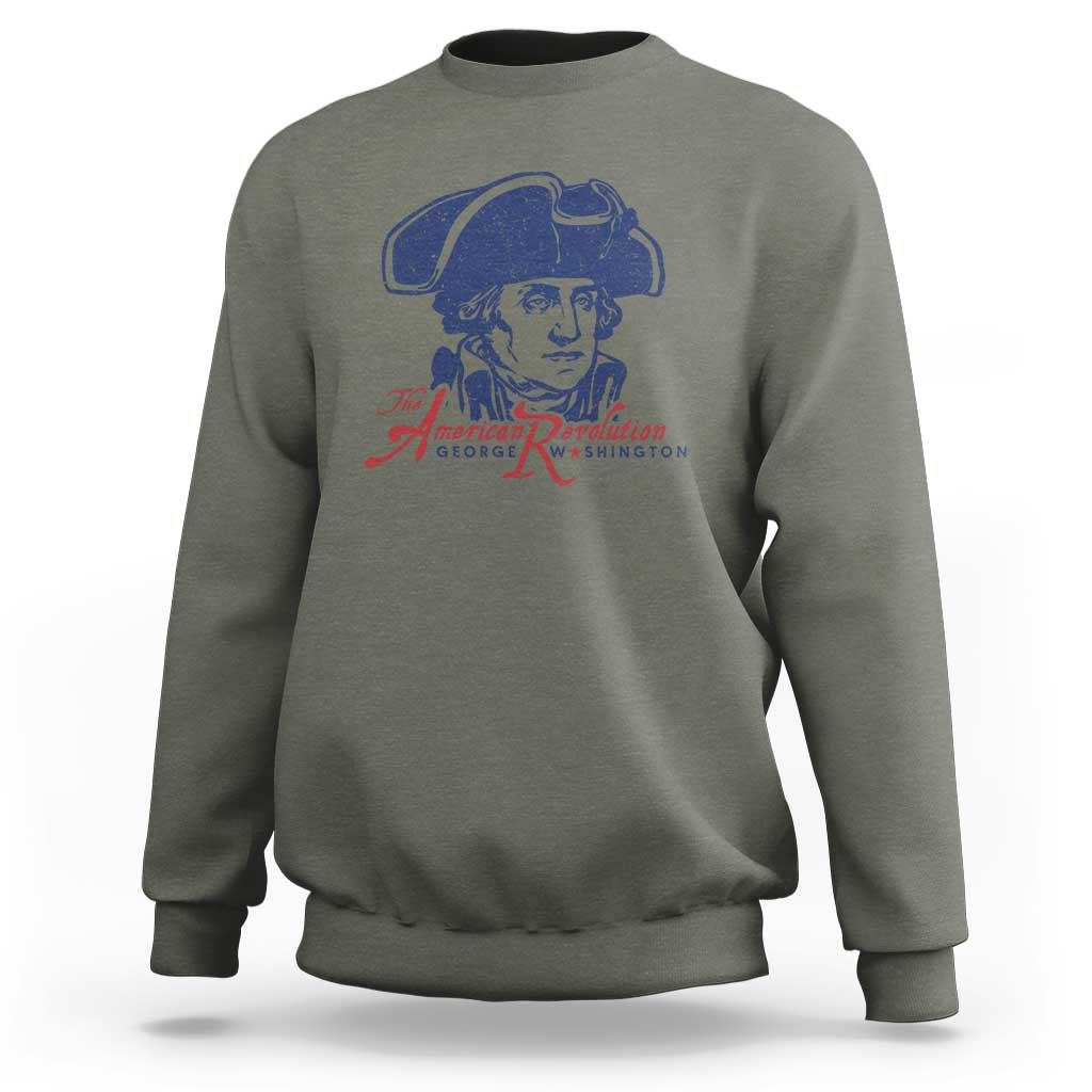 George Washington The American Revolution Sweatshirt Distressed Sketch Historic Patriotic Graphic