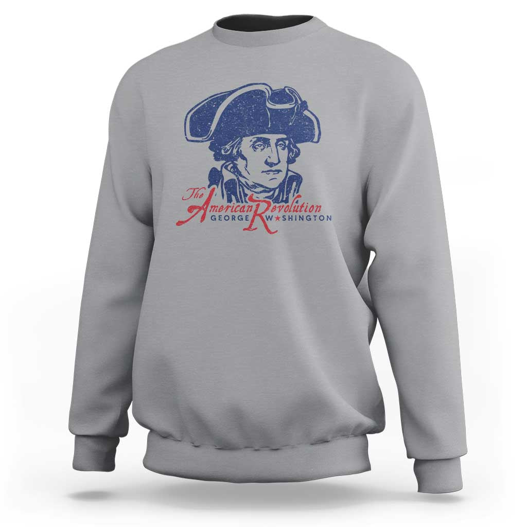 George Washington The American Revolution Sweatshirt Distressed Sketch Historic Patriotic Graphic