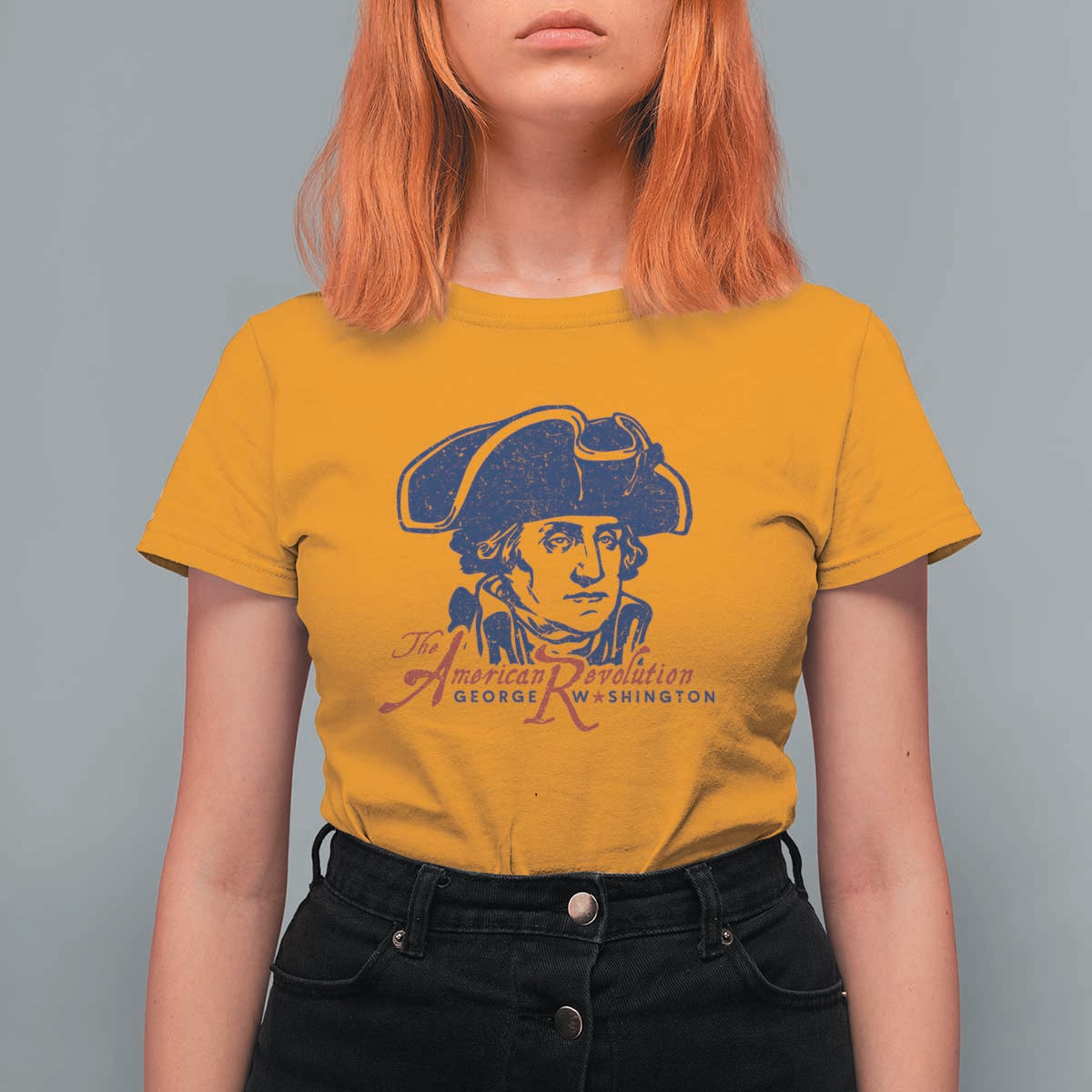 George Washington The American Revolution T Shirt For Women Distressed Sketch Historic Patriotic Graphic
