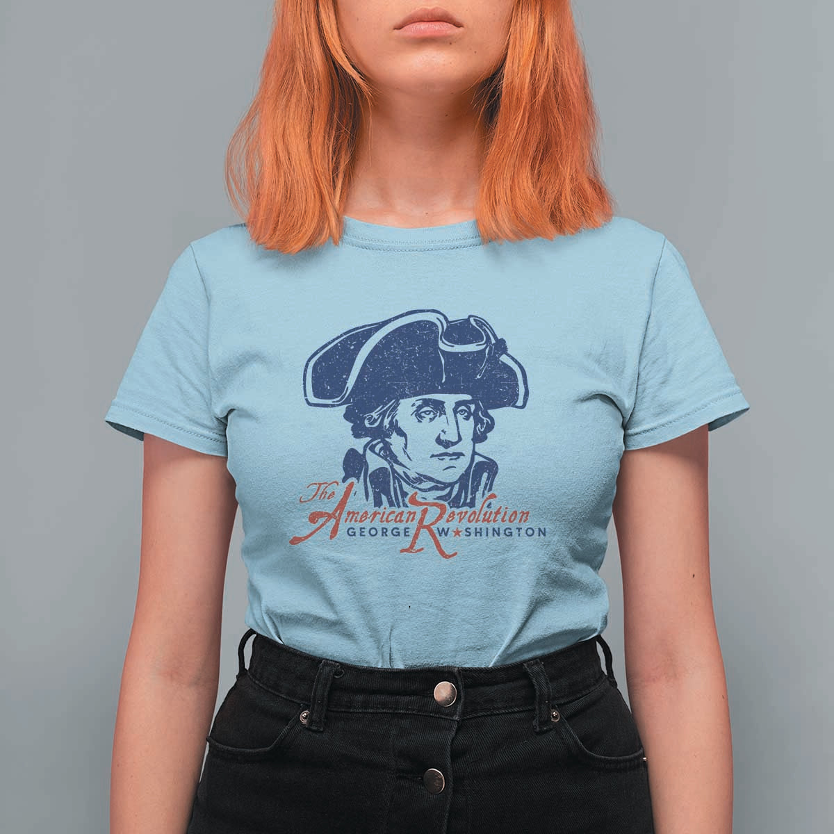 George Washington The American Revolution T Shirt For Women Distressed Sketch Historic Patriotic Graphic