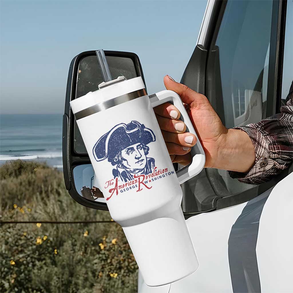 George Washington The American Revolution Tumbler With Handle Distressed Sketch Historic Patriotic Graphic