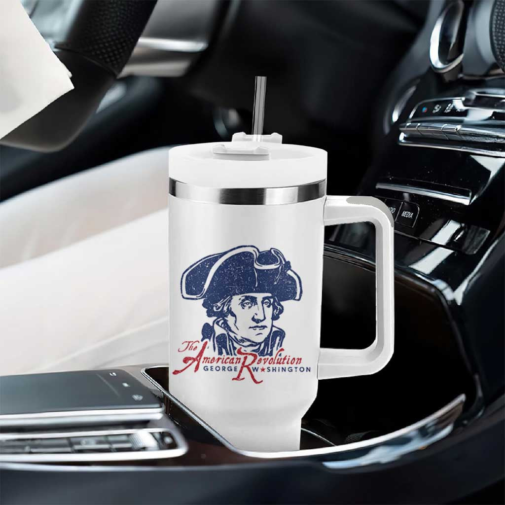 George Washington The American Revolution Tumbler With Handle Distressed Sketch Historic Patriotic Graphic