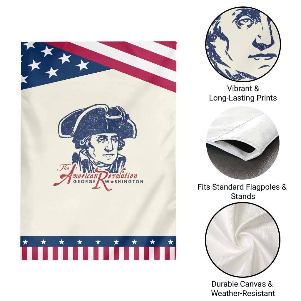 George Washington The American Revolution Patriotic Garden Flag Distressed Sketch Historic Graphic
