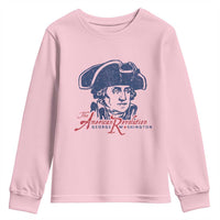 George Washington The American Revolution Youth Sweatshirt Distressed Sketch Historic Patriotic Graphic