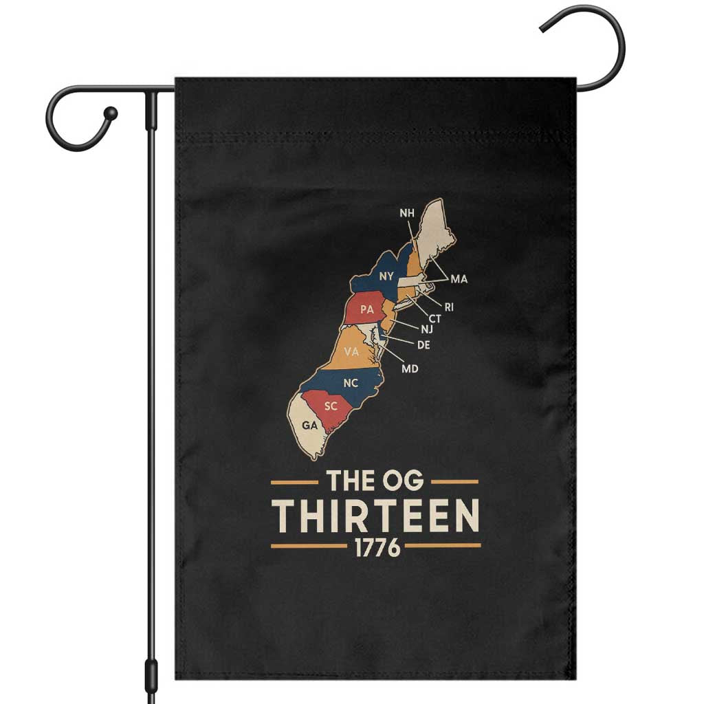The OG Thirteen 1776 Original Colonies Map Garden Flag Funny Retro American History