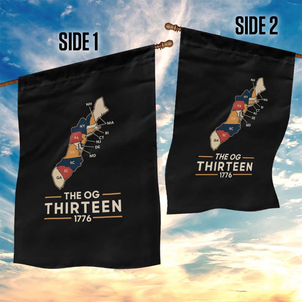 The OG Thirteen 1776 Original Colonies Map Garden Flag Funny Retro American History
