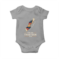 The OG Thirteen 1776 Original Colonies Map Baby Onesie Funny Retro American History