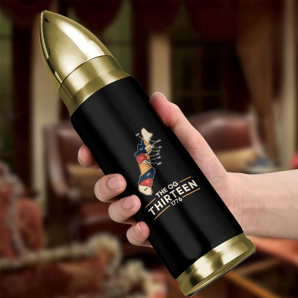 The OG Thirteen 1776 Original Colonies Map Bullet Tumbler Funny Retro American History