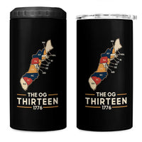 The OG Thirteen 1776 Original Colonies Map 4 in 1 Can Cooler Tumbler Funny Retro American History