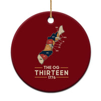 The OG Thirteen 1776 Original Colonies Map Ceramic Ornament Funny Retro American History