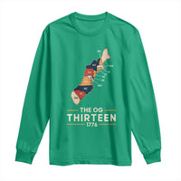 The OG Thirteen 1776 Original Colonies Map Long Sleeve Shirt Funny Retro American History