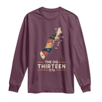 The OG Thirteen 1776 Original Colonies Map Long Sleeve Shirt Funny Retro American History