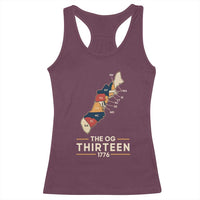 The OG Thirteen 1776 Original Colonies Map Racerback Tank Top Funny Retro American History