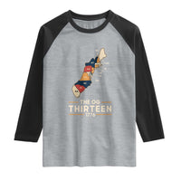 The OG Thirteen 1776 Original Colonies Map Raglan Shirt Funny Retro American History