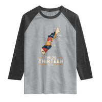 The OG Thirteen 1776 Original Colonies Map Raglan Shirt Funny Retro American History
