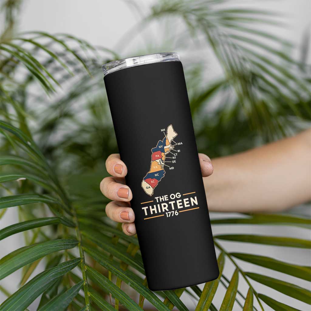 The OG Thirteen 1776 Original Colonies Map Skinny Tumbler Funny Retro American History