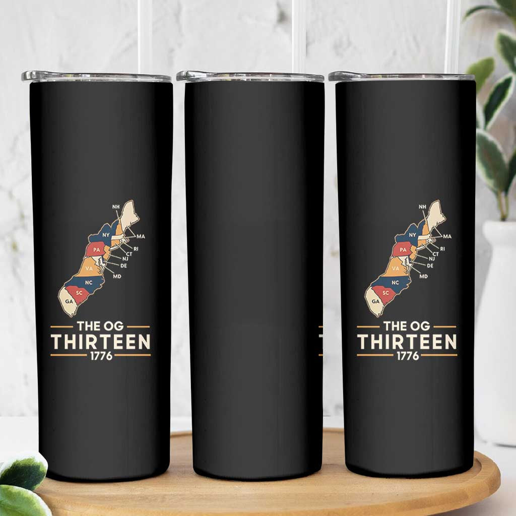 The OG Thirteen 1776 Original Colonies Map Skinny Tumbler Funny Retro American History