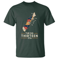 The OG Thirteen 1776 Original Colonies Map T Shirt Funny Retro American History
