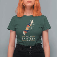 The OG Thirteen 1776 Original Colonies Map T Shirt For Women Funny Retro American History