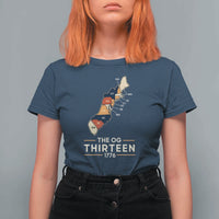 The OG Thirteen 1776 Original Colonies Map T Shirt For Women Funny Retro American History