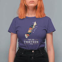 The OG Thirteen 1776 Original Colonies Map T Shirt For Women Funny Retro American History